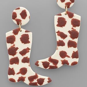 Clay Milk Cow Boots Earrings